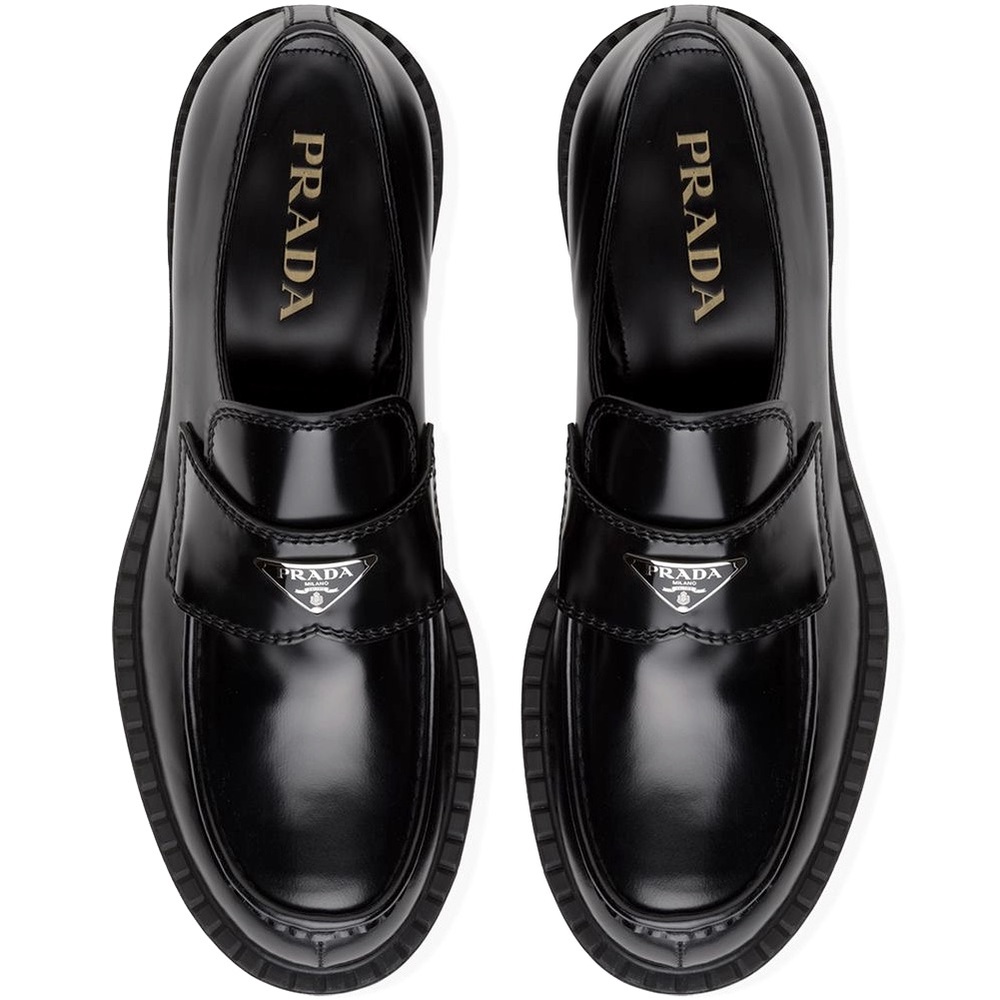 PRADA LOGO LOAFERS - Size 38